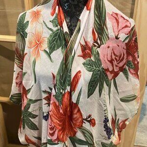 Oversized Floral Kimono/Beach Wrap (One Size), XL